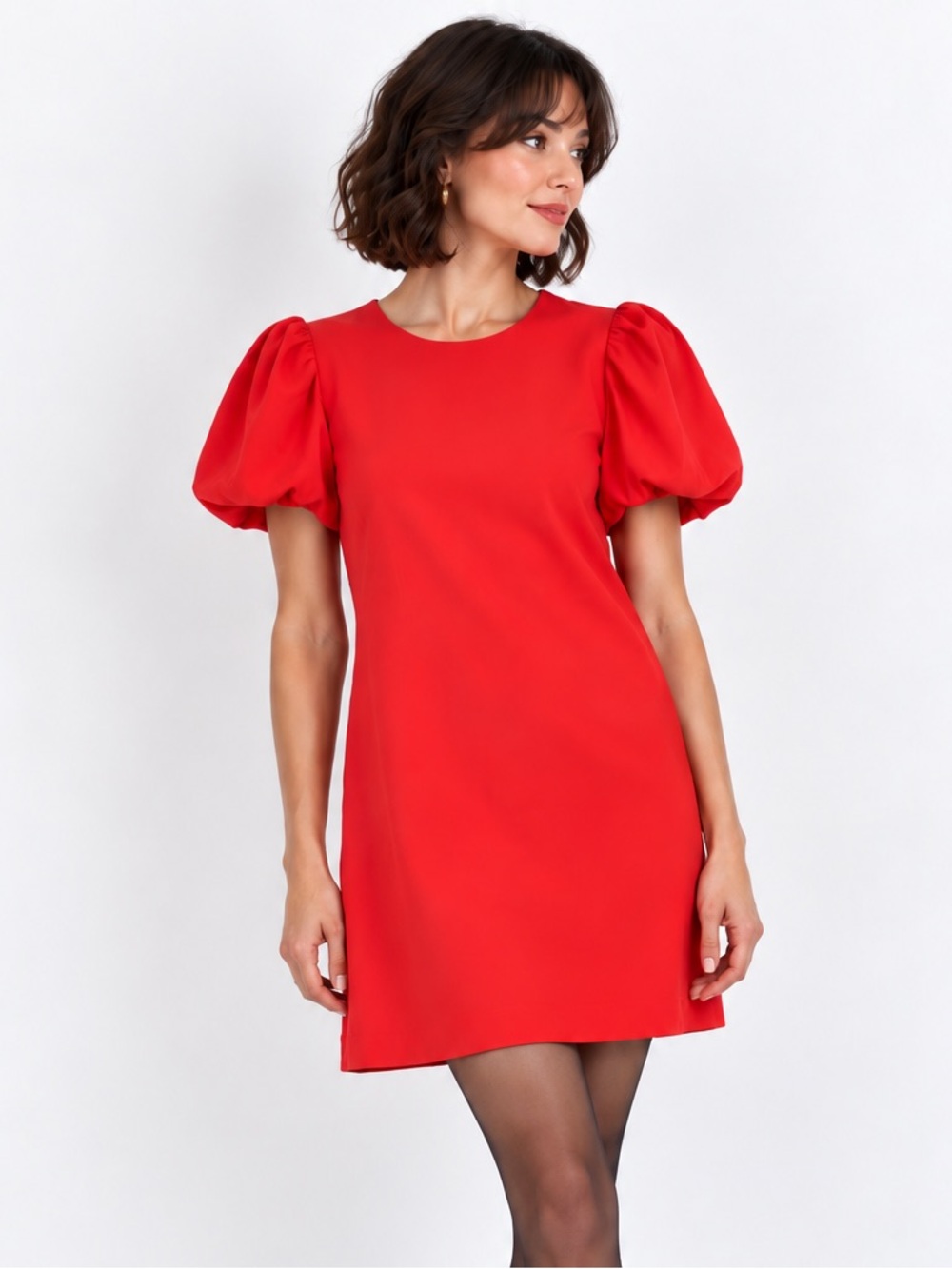 Kate Spade Coral Red Puff Sleeve Shift Dress L